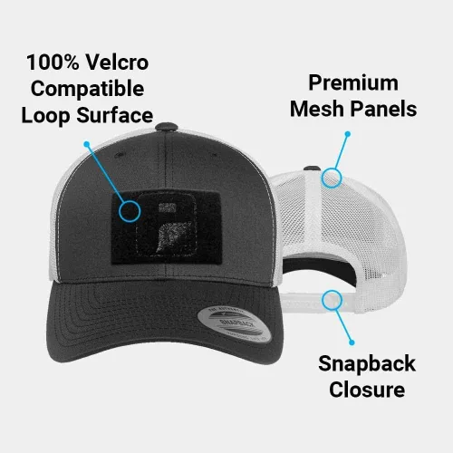 Vista 2 de Gorra de camionero curvada con parche de tracción, gorra táctica, superficie de bucle de 2 x 3 pulgadas para fijar parches morales