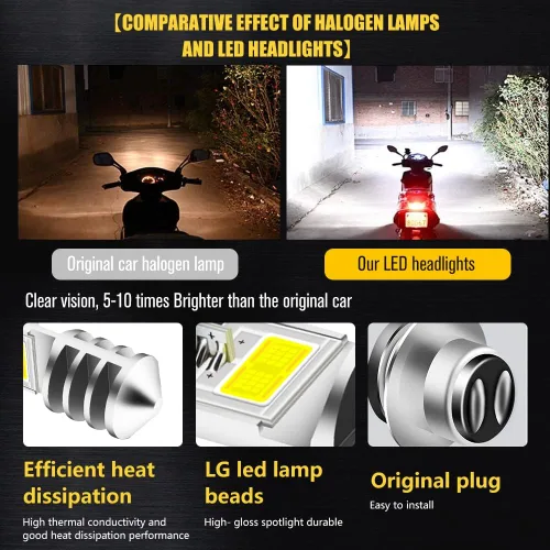 Vista 4 de Bombilla LED H6M AC/DC 12-48V P15D Hi-Lo Beam blanco 6000K LED bombilla de motocicleta para Ya maha ATV YF Z YF M Raptor Grizzly Ko diak Moto