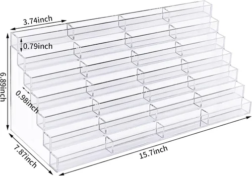 Vista 2 de Geetery Soporte para tarjetas de visita de acrílico con 28 ranuras para escritorio, soporte vertical de plástico transparente para múltiples