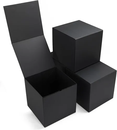 Vista 25 de Ditwis Caja de regalo de 12x9x4 pulgadas con tapa de cierre magnético, caja magnética negra y dorada para boda, propuesta de padrinos y damas