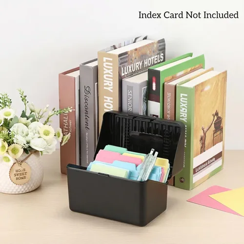 Vista 7 de BTSKY 1 Pack 4 x 6 inch Index Card Box-Index Card Holder Notecard Box Recipe Card Box Plastic Storage Organizer for Filling Index Cards,Note cards