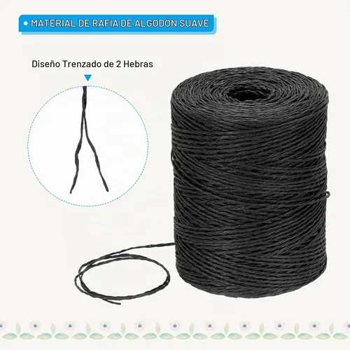 Vista 3 de PATIKIL Hilo de rafia de algodón natural de 328 yardas, cinta de papel de Negro