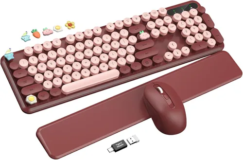 Vista 12 de Combo de teclado y mouse inalámbricos, bonita máquina de escribir Púrpura olvidado