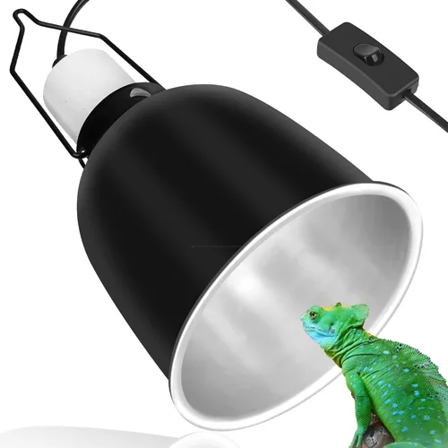Vista 7 de Lámpara reflector de reptiles, lámpara de cúpula de aluminio pulido profundo de 8.5 pulgadas para terrarios de vidrio de reptiles, compatible