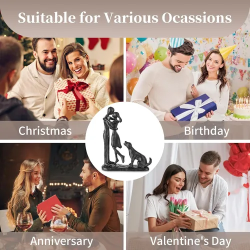 Vista 6 de Sziqiqi Regalos de hierro de aniversario para ella, escultura de amor para pareja, regalo de hierro para pareja, novia, esposa, él, estatua negra