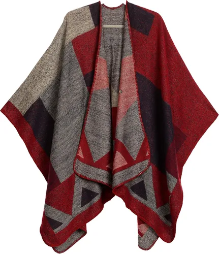 Vista 12 de Sakkas Mari - Poncho grande reversible para mujer, chal envolvente Negro