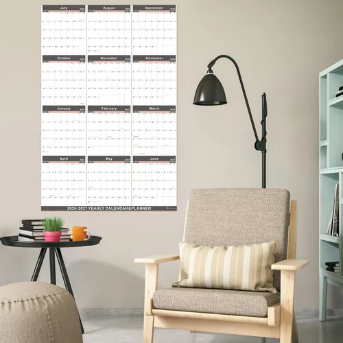 Vista 8 de Vibrant Focus Calendario anual de pared, calendario de pared anual 2026-2027 y planificador con papel grueso, julio 2026 a junio 2027, XL, 34.7 x