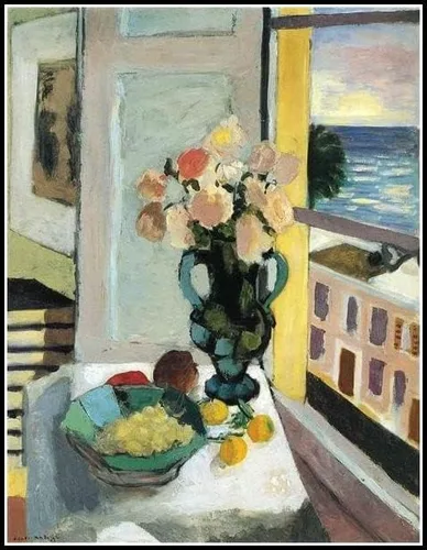 Vista 3 de Pintura francesa de ventana en Collioure por Henri Matisse - Pintura al óleo para manualidades, pintura al óleo para bricolaje, kits de pintura