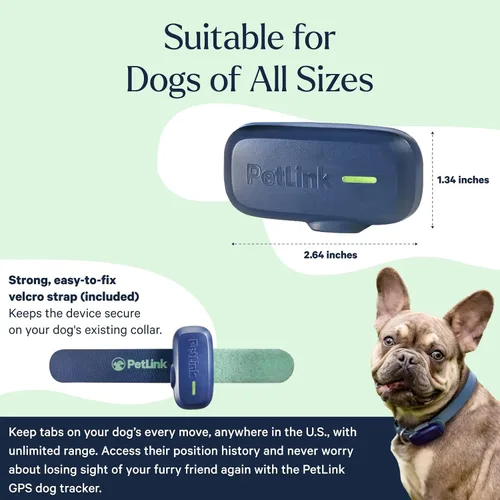 Vista 5 de PetLink Rastreador de perros GPS - Collar rastreador de mascotas en tiempo real - Rastreador GPS impermeable para perros con valla virtual