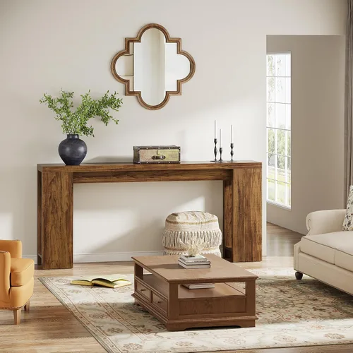 Vista 3 de Tribesigns Mesa Consola Extra Larga de 70.9 Pulgadas, Mesa de Sofá de Madera Estilo Granja Detrás del Sofá, Mesa Auxiliar Estrecha de Entrada