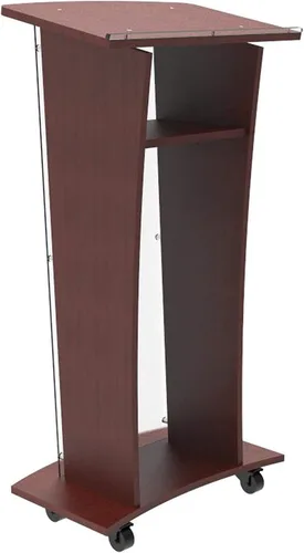 Vista 5 de FixtureDisplays® Podio Chruch de madera con panel frontal de acrílico escarchado, atril de púlpito de 46.5 pulgadas de alto con decoración de cruz