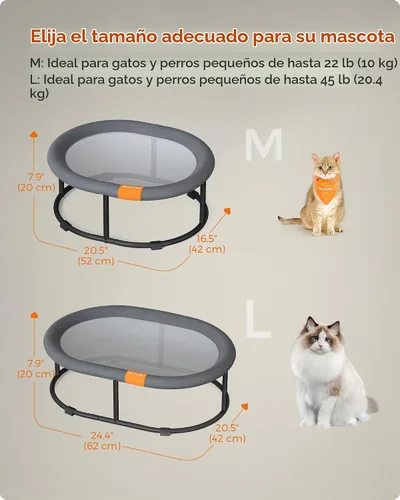Vista 5 de Feandrea Cama para Mascotas, Hamaca para Gatos, Cama Elevada para Gatos para Múltiples Gatos, con Malla Lavable Removible, para Mascotas de hasta 20