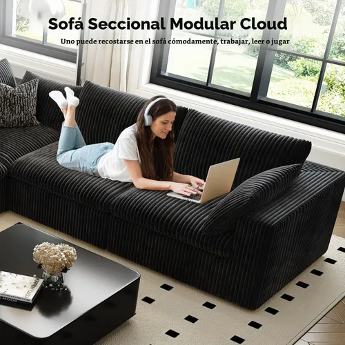 Vista 6 de LoveSeat Cloud Couch Sofá Seccional Modular para Sala de Estar, Sofá Moderno con Asiento Profundo, Sofá de 2 Plazas Sin Huesos con Otomana, Cómodos