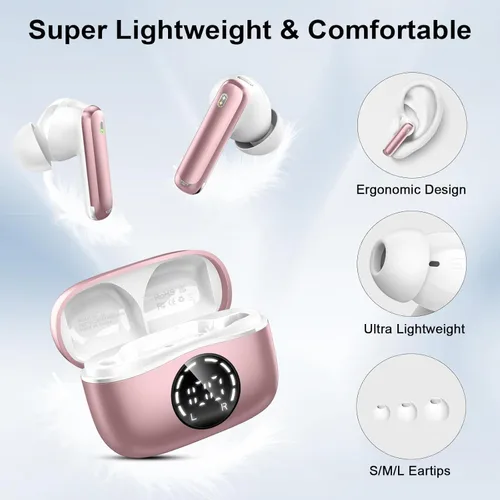 Vista 6 de Auriculares inalámbricos, auriculares Bluetooth 2025 V5.4, micrófono con cancelación de ruido ENC integrado, auriculares Bluetooth estéreo de 48