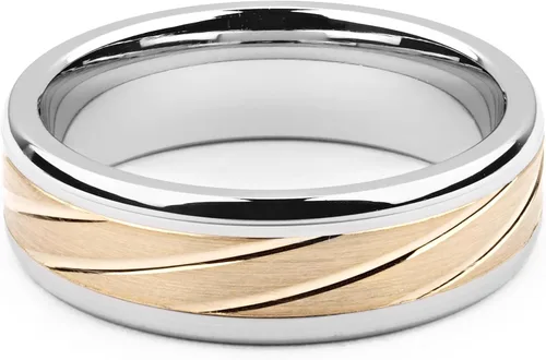 Vista 2 de Alain Raphael Alianza de boda de 7 milímetros de ancho, 2 tonos de cobalto y oro amarillo de 14 quilates (sólido, no chapado)