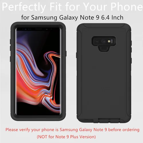Vista 5 de Funda protectora resistente para Samsung Galaxy Note 9, resistente a prueba de polvo, a prueba de golpes, protección contra caídas, 3 en 1