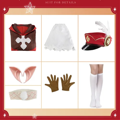 Vista 6 de Disfraz de cosplay de Genshin Klee, conjunto completo (M)