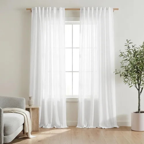 Vista 107 de Mrs.Naturall Cortinas negras de 45 pulgadas de largo, cortinas cortas de lino transparente para privacidad para cocina, dormitorio, ventanas