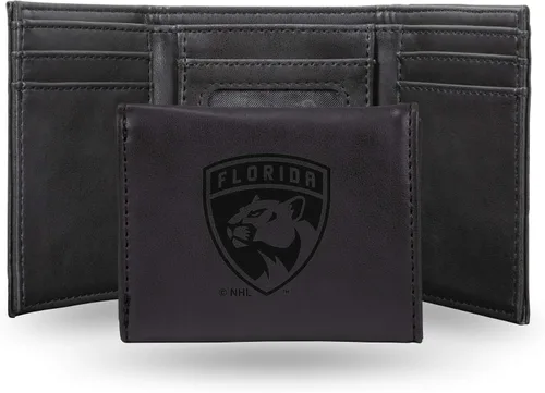 Vista 19 de NHL Rico Industries - Billetera triple grabada con láser y tres pliegues, accesorio para hombre