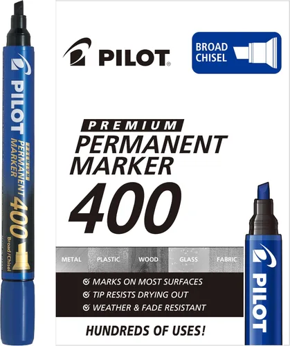 Vista 7 de PILOT Premium 400 marcadores permanentes, punta de cincel de punta ancha, tinta negra, caja de 12 unidades (SA4-BLK)