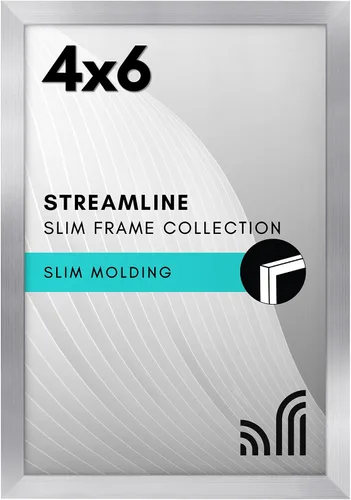 Vista 83 de Americanflat Portarretratos de 3 x 3 con cristal transparente pulido, colección Streamline, marco cuadrado de borde fino para exhibición de mesa