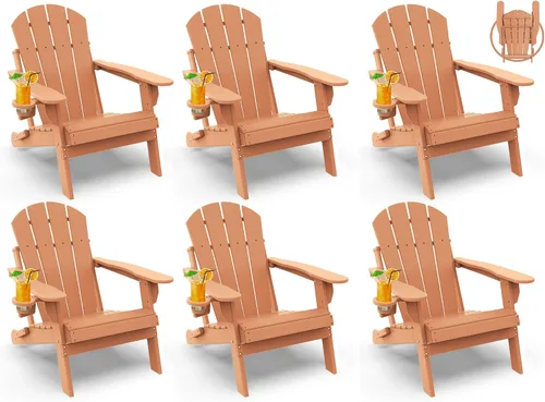 Vista 36 de GREENVINES Silla Plegable Adirondack Plástico HDPE Sillas para Fogata Todo Tiempo Portavasos Ártico para Terraza Patio Trasero Patio