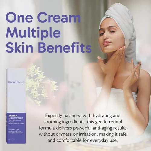 Vista 5 de Qaana Lujosa crema hidratante facial con retinol, colágeno y ácido hialurónico, crema antienvejecimiento para mujeres y hombres con colágeno