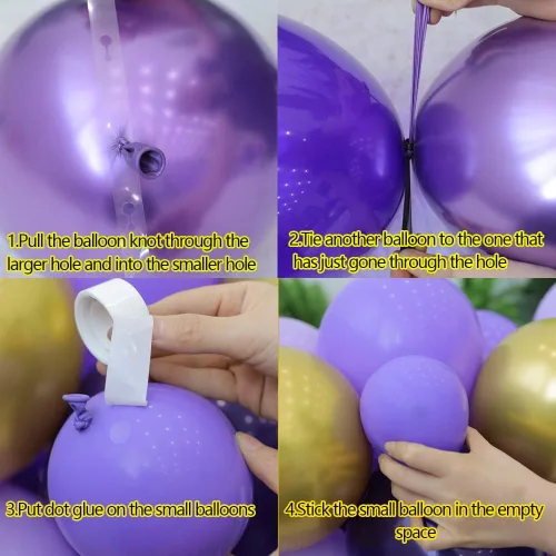 Vista 8 de Purple Balloon Arch Kit Purple Gold Balloons Birthday Decorations For Girls