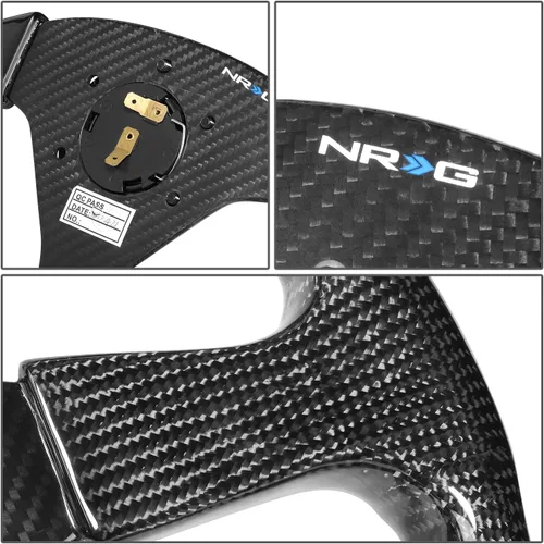 Vista 5 de NRG Innovations NRG-ST-012CF - Volante ligero de fibra de carbono, 3 radios, 13.780 in, 6 x 70 PCD, plato plano, negro brillante
