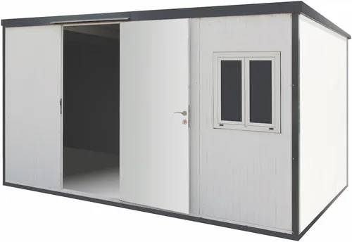 Vista 9 de Duramax Kit de cobertizo de almacenamiento (13 x 10 pies) para edificio aislado con parte superior plana para jardín, patio trasero, uso al aire