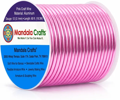 Vista 190 de Mandala Crafts - Alambre de aluminio anodizado de calibre 22 para hacer joyas - 137.2 m de alambre flexible surtido y coloreado - Doble para bonsái