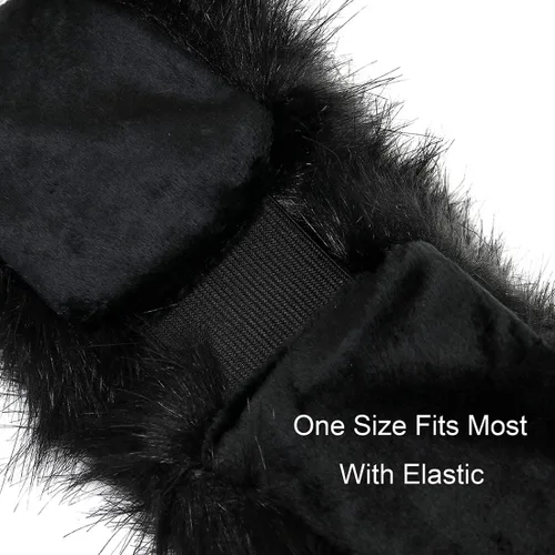 Vista 3 de Diadema de piel sintética con elástico para orejeras de invierno para mujer Negro