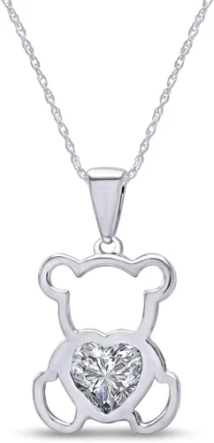 Vista 10 de Collar con colgante de oso de peluche con piedra natal para mujer Simulated Alexandrite