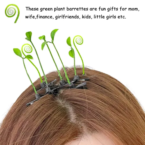 Vista 6 de Juego de 30 pinzas para el cabello con brotes de frijoles, bonitos pasadores de pelo de plantas verdes para mujeres, niñas y niños, horquillas