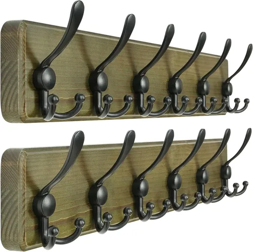 Vista 17 de Dseap Perchero de Pared Montado - 5 Ganchos Triangulares, Resistente, Perchero de Pared de Madera para Abriggos, Sombreros, Chaquetas, Ropa, Negro