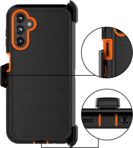 Vista 7 de Funda para teléfono Galaxy A14 5G, para Samsung A14 5G con clip para cinturón con [protector de pantalla incorporado] protector de pie resistente a
