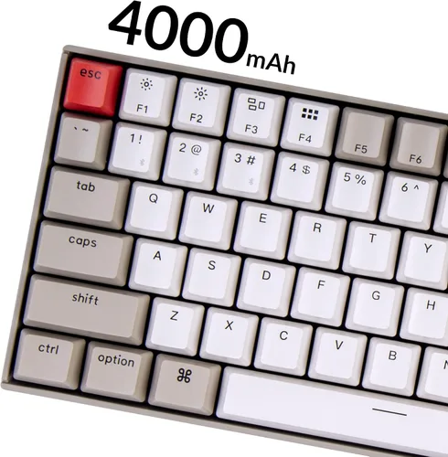 Vista 5 de Keychron K2 - Teclado mecánico con cable Bluetooth inalámbrico y USB para juegos con 75 % de diseño, interruptor rojo mecánico, compacto de 84