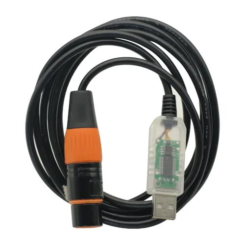 Vista 2 de Adaptador de interfaz USB a DMX Cable de luz de escenario PC DMX512 controlador regulador FT232 RS485 DMX USB Cable de conversión de señal