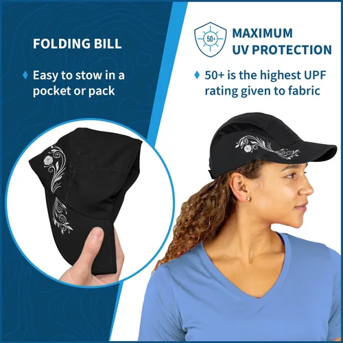 Vista 3 de TrailHeads Sombrero plegable para correr para mujer Gorra de verano con protección UV