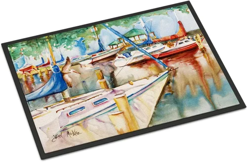 Vista 235 de Caroline's Treasures JMK1017JMAT - Tapete de caza de rana garza azul, 24 x 36 pulgadas, tapete para puerta delantera, interior y exterior
