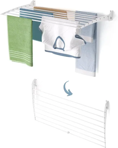 Vista 47 de foxydry Rejilla de secado plegable para montar en la pared, plegable que ahorra espacio, 24 pulgadas Negro - Cerrando