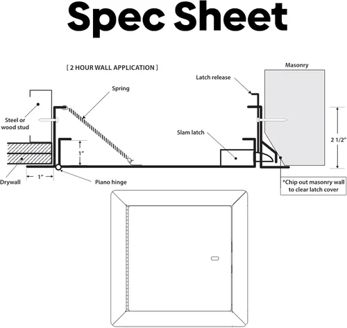 Vista 9 de Mejor panel de acceso de metal sin aislamiento de 18 x 18 pulgadas con brida de 1 pulgada, puerta de acceso de acero laminado en frío calibre 16