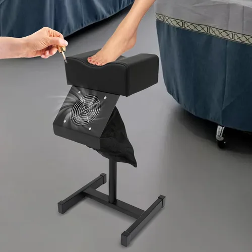 Vista 5 de Reposapiés de pedicura, taburete de pedicura con ventilador de limpieza de polvo, taburete elevador de salón de belleza de altura ajustable, soporte