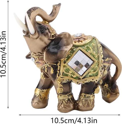 Vista 2 de WAL FRONT Lucky Feng Shui - Estatua de elefante verde, escultura de riqueza, regalo para decoración del hogar (verde mediano)