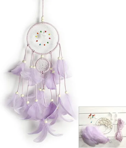 Vista 7 de Kit de bricolaje para hacer atrapasueños, suministros de manualidades de macramé para dormitorio de niños, decoración de pared, guardería, Gris
