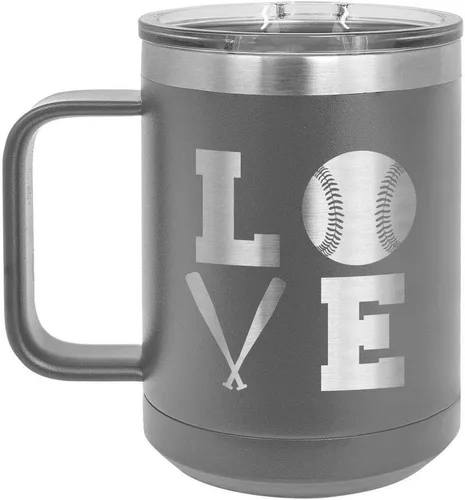 Vista 6 de BASEBALL LOVE CUADRADO Negro 15 oz taza de café w/tapa superior deslizante Taza de café de viaje aislado Ideas de regalo de cumpleaños o Navidad