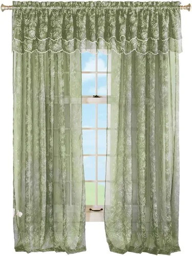 Vista 7 de Renaissance Home Fashion Stylemaster Reese - Cenefa festoneada transparente bordada en capas, 55 x 17 pulgadas, color moca