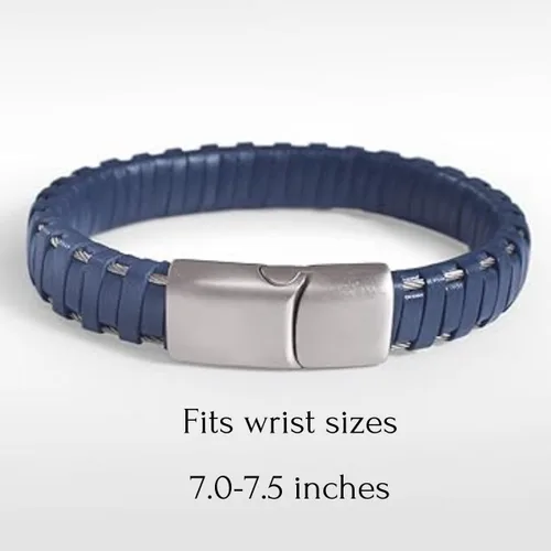 Vista 2 de Alor Pulsera de Cuero Envuelto - Pulsera de Cuero y Acero Inoxidable para Hombre - Brazaletes para Hombre - Joyería para Hombre