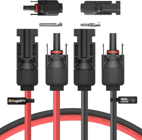Vista 6 de BougeRV Cable de extensión solar 8AWG de 3 pies con conector hembra y macho con par adicional de conectores, kit de adaptador de panel solar