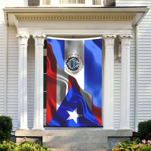 Vista 6 de Banderas para exteriores de 5 x 8 pies, bandera de Puerto Rico y El Salvador y Puerto Rico, banderas de impresión de doble cara de 5 x 8 pies
